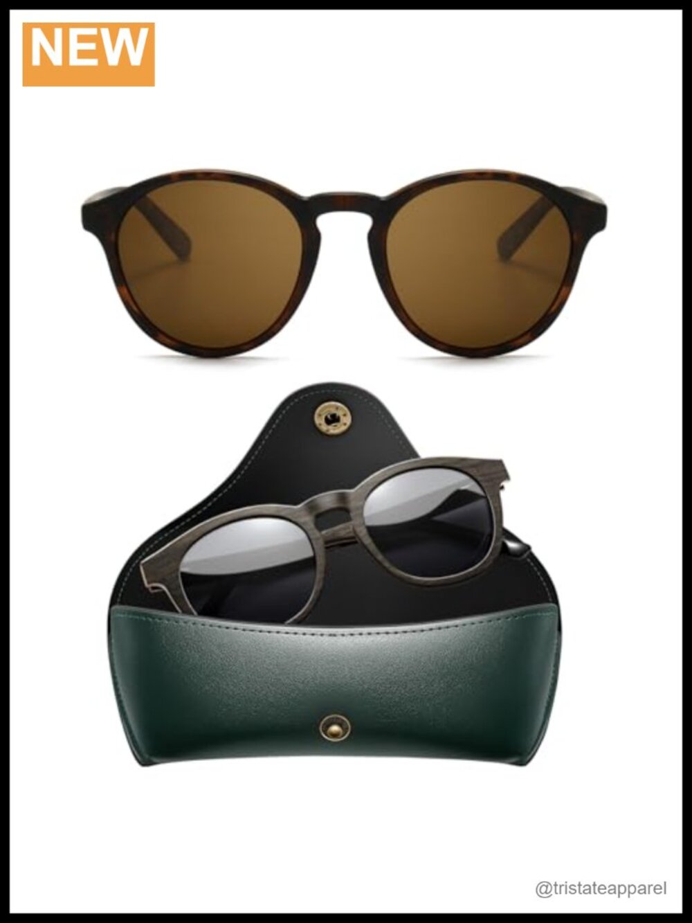 Classic Vintage Round Polarized Sunglasses Wood Frame UV Protection